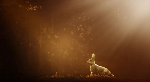 животные, заяц, кролик, лес, трава, темнота, коричневые